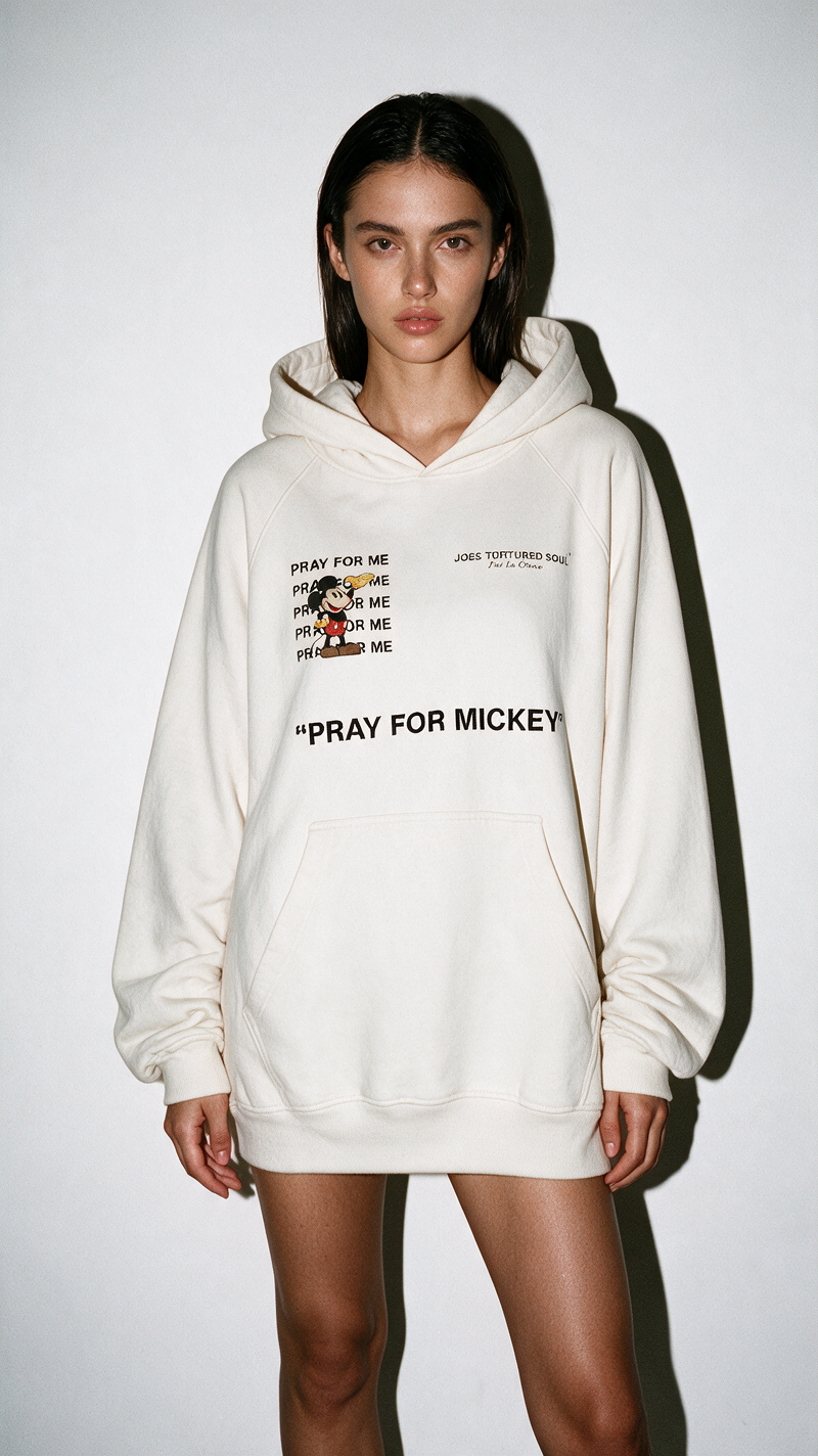 “PRAY FOR MICKEY” HOODIE” (CRM)