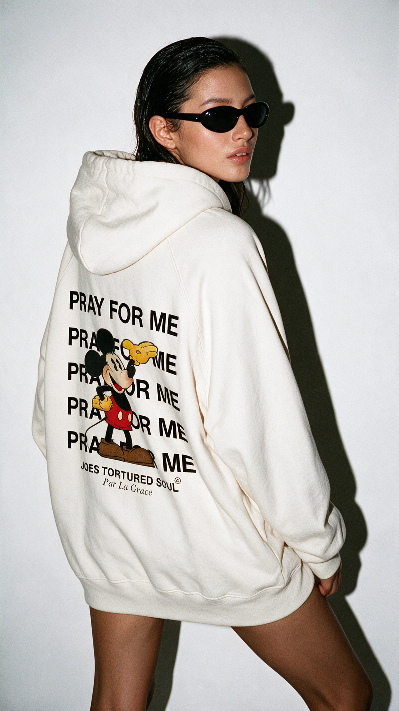 “PRAY FOR MICKEY” HOODIE” (CRM)